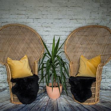 SHIPPING NOT FREE!!! Set of 2 Vintage Peacock Chairs/Wicker High Back Fan Chair/ wedding chairs 