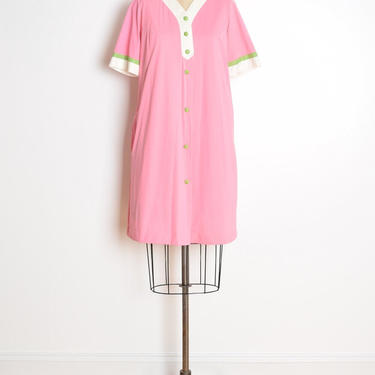 vintage 60s nightgown pink nylon mod nightie robe bed jacket set lingerie dress clothing M 