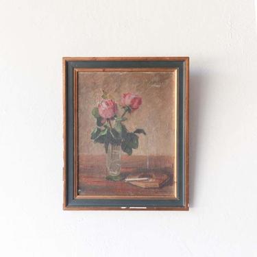 Still life with Pink Roses & Cigarette Oil Painting