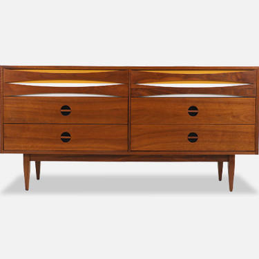 Mid-Century Modern Dresser with Lacquered Bowtie Style Drawers
