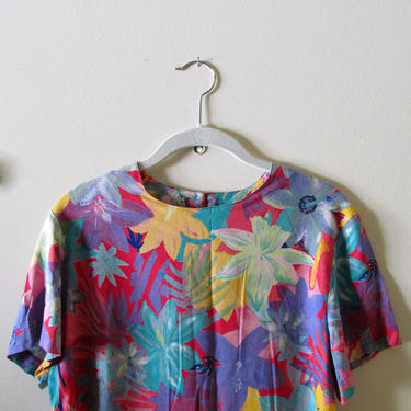 Tropical Print Top S M 38 Bust 