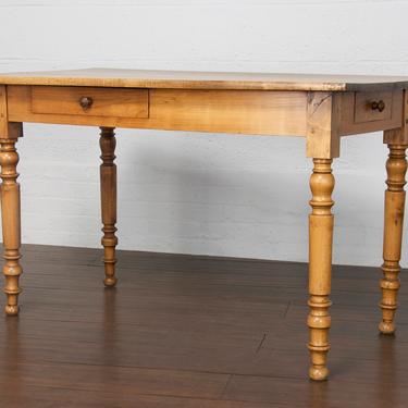Antique Country French Farmhouse Birch Mid-Size Dining Table. Kitchen Table. Writing Desk. 