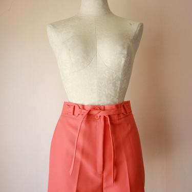 70s Salmon Pink High Waisted Shorts with Waist Tie Size M 