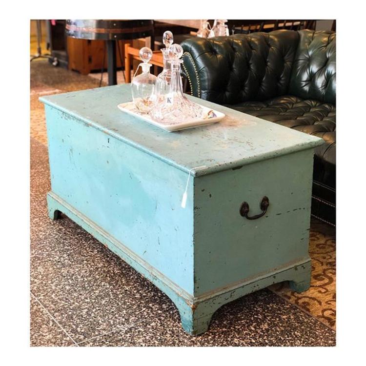 Charming duck egg blue painted chest 