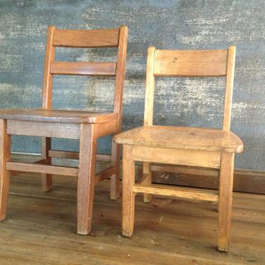 Vintage Child's Retro School Desk Classroom Chair ~ Preschool ~ Toddler Seat ~ Oak Wood Ladder Back 