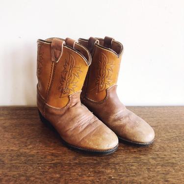 Vintage Children’s Cowboy Leather Boots - Size 8 