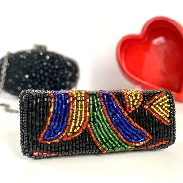 Vintage Beaded Lipstick Case With Mirror 