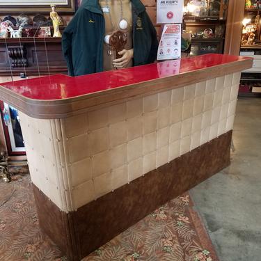 Mid Century Bar with Red Formica Top and Tufted Naugahyde Front