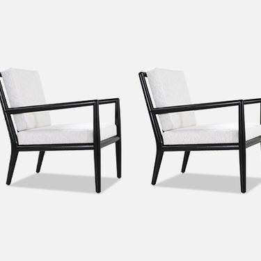 T.H. Robsjohn-Gibbings Ebonized Lounge Chairs for Widdicomb