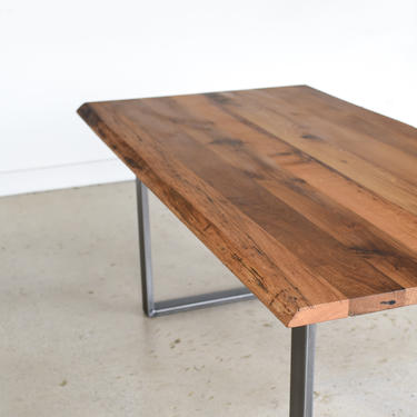 Live Edge Dining Table / Modern Kitchen Table / U-Shaped Metal Legs / Made From Reclaimed Wood 