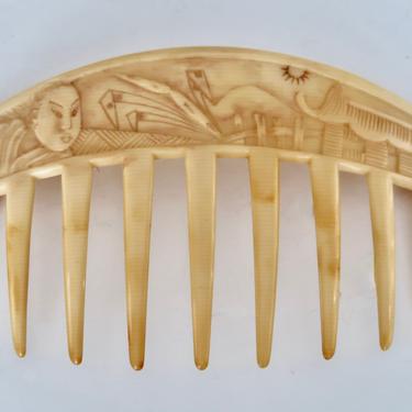 Japonisme Art Deco Celluloid Hair Comb, Antique Hair Comb, Japanese Motif Comb, Oriental Vintage Comb, Hair Decoration 