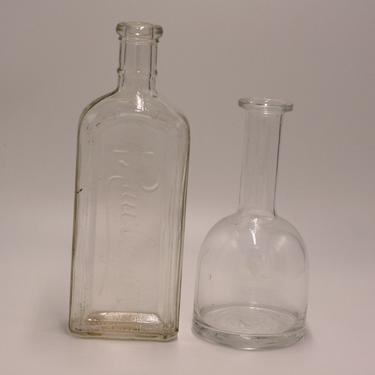 vintage glass medicinal bottles/lab bottle/set of two/Rawleigh bottle 