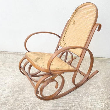Thonet Style Wood  And Cane Rocking Chair