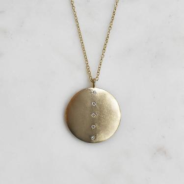 Large Coin Necklace with Vertical Row of Diamonds