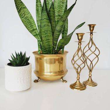 Vintage Brass Footed Planter 