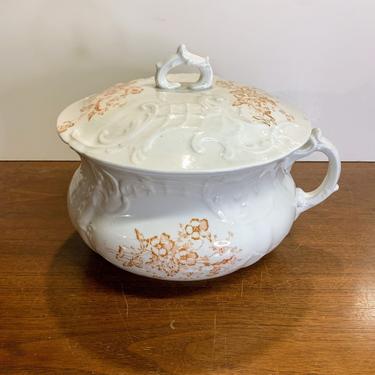 Antique Dresden Pottery Works Chamber Pot with Lid The Potters’ Co-Operative Co. of East Liverpool 