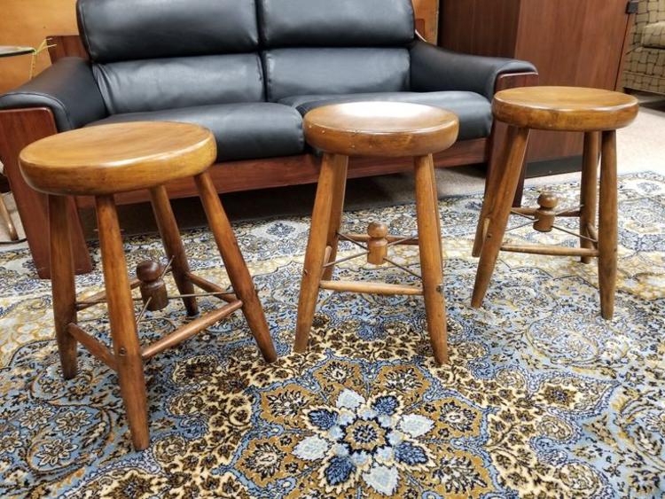 Set of three vintage industrial stools