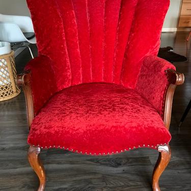 Vintage Victorian Style Crushed Velvet Throne Chair Arm Chair 