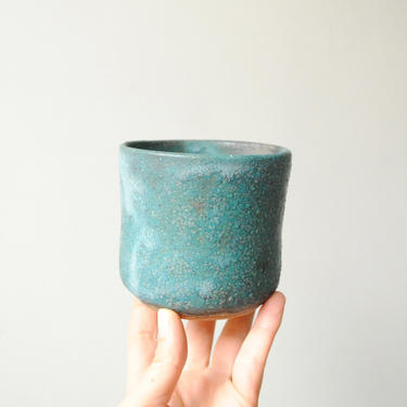 Vintage Handmade Turquoise Vase, Small Vase, Green Vase, Ceramic Vase, Handmade Studio Pottery Vase, Small Ceramic Planter 