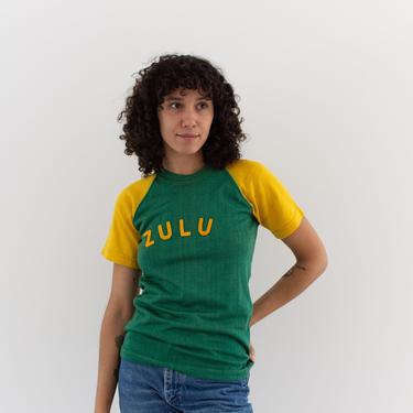 Vintage Zulu Jersey Raglan Tee Shirt | Yellow Green Athletic Nylon | XS S | 
