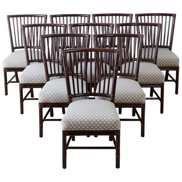 Set of Ten Orlando Diaz-Azcuy for McGuire Rattan Dining Chairs by ErinLaneEstate
