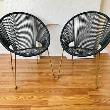 MID CENTURY MODERN Style Pair of Navy Blue Acapulco Chairs #LosAngeles 