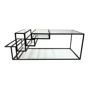 Industrial Modern Metal and Glass Cocktail Table