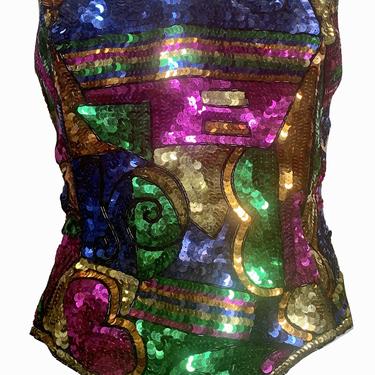 Julie Duroche for After Five 80s Rainbow Sequin Bustier