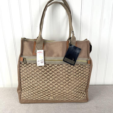 Supersac canvas and jute zippered tote - 1970s vintage bag with tags 