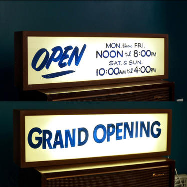 Vintage Lighted Sign Hand Painted Perspex Grand Opening Store Shop Display 1950s 