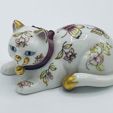 Franklin Mint Curio Cabinet Cat Collection Satsuma Porcelain Cat Figurine 1986 