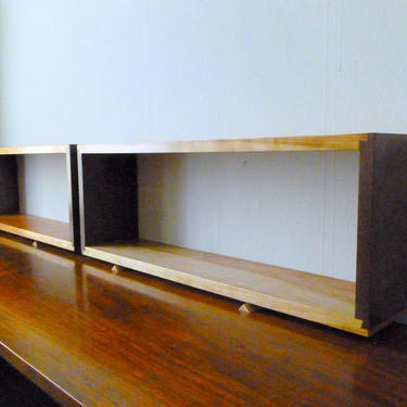 Single Simple Elegant Walnut and Cherry Dovetail Floating Wall Boxes Box Shelves Shelf Finely Finished Ready To Hang Mid Century Style 