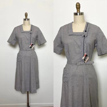 Vintage 1950s Day Dress 50s Deadstock Cotton Dress 