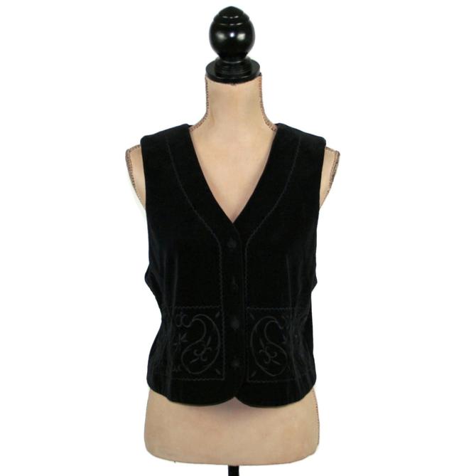 Black embroidered vest MEDIUM