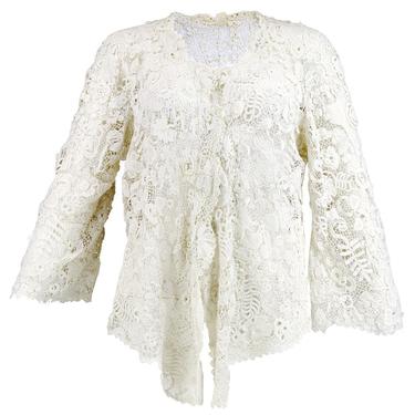 Vintage Edwardian Hand-Made White Irish Crochet Jacket