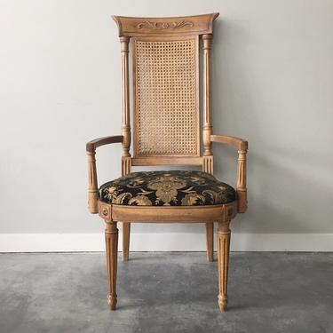 vintage high back cane chair by Thomasville
