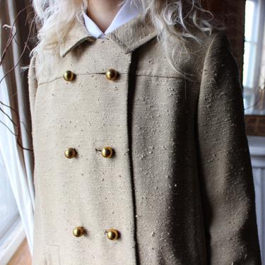 Cute and Warm 1960's Beige Mod Overcoat Coat by Brittany from Charles Sumner Boston with Gold Buttons 