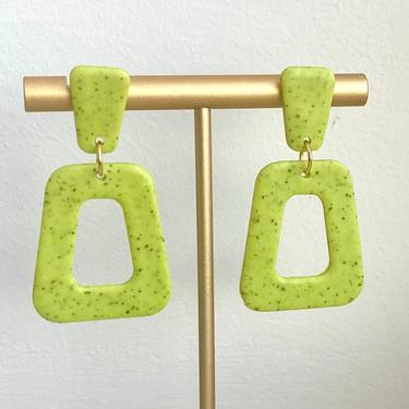 Speckled Lime Polymer Clay Earrings 