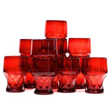VINTAGE: 5 Georgian Ruby by Anchor Hocking Depressed Glass Tumbler Set - Cocktail or Juice Tumblers - Entertaining - SKU SKU 32-D-00028926 