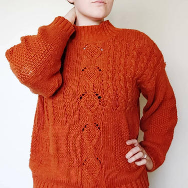 Vintage 90s Slouchy Sweater // Comfy Burnt Orange // Winona Knits Made in Minnesota // 
