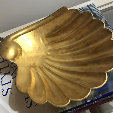 Vintage brass shell tray / trinket dish 