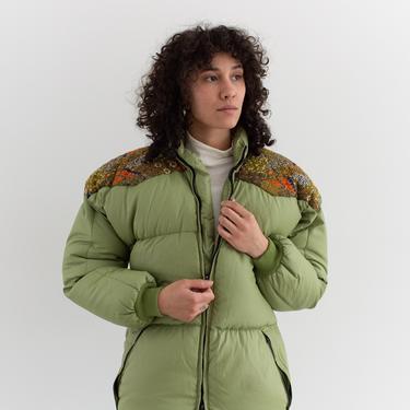 Vintage Lime Green Quilt Puffer Zip Jacket | Frostline Quilted Nylon Down Coat | Made in USA | M | 
