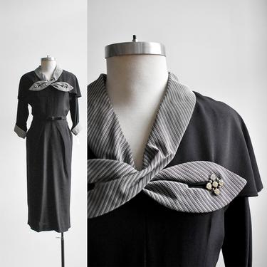 1940s Black Cocktail Dress with Cape 