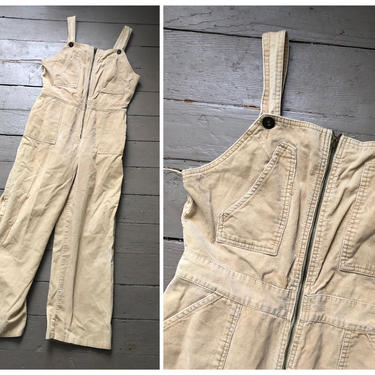 vintage ‘70s corduroy overalls, slim fit overalls, high waisted corduroy pants with bib, 1970s corduroy bib overalls 