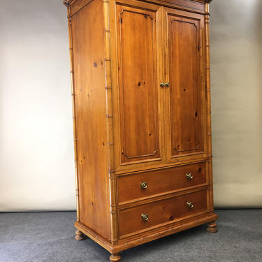 Classic faux bamboo Baker Furniture chinoiserie armoire television cabinet. 