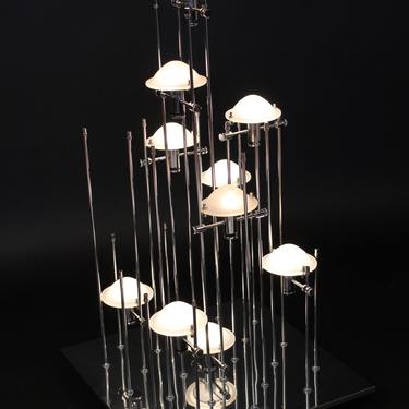 LIGHTOLIER ARCHITECTURAL 10 halogen light with Murano glass shade  large (table lamp)  vintage modern 1980 era 