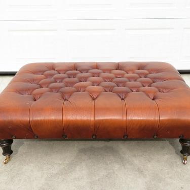 LARGE 52 X 41 TUFTED LEATHER COCKTAIL OTTOMAN FOOTSTOOL Coffee Table BENCH Chair