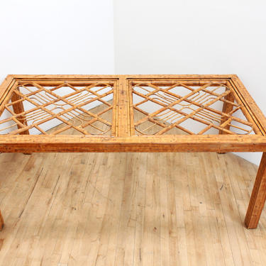 Chinese Chippendale Dining Table Bamboo Rattan Glass  Burnt Bamboo Chinoiserie Brighton Pavilion 