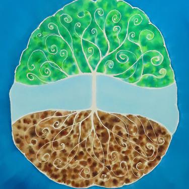 Swirling Branches Brain -  original watercolor painting - neuroscience art 