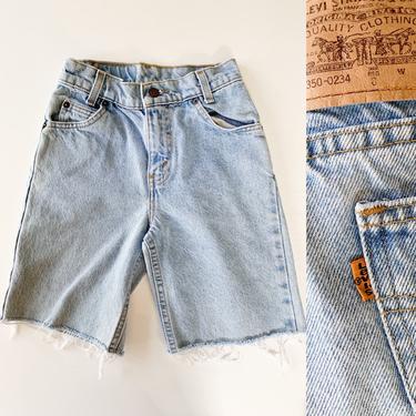 Vintage Child's Orange Tab Levis Cut Off Denim Shorts / 7/8x 